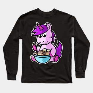 Unicorn Ramen Bowl Kawaii Neko Anime Japanese Noodles print Long Sleeve T-Shirt